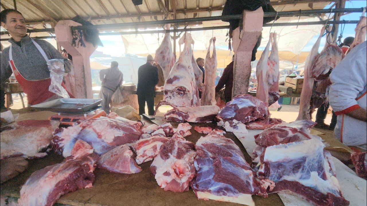 🇲🇦خيرات موجودة في سوق الأسبوعي خميس سيدي حجاج نقدم لكم أتمنة اللحوم حمراء تاريخ تصوير 17/4/2025
