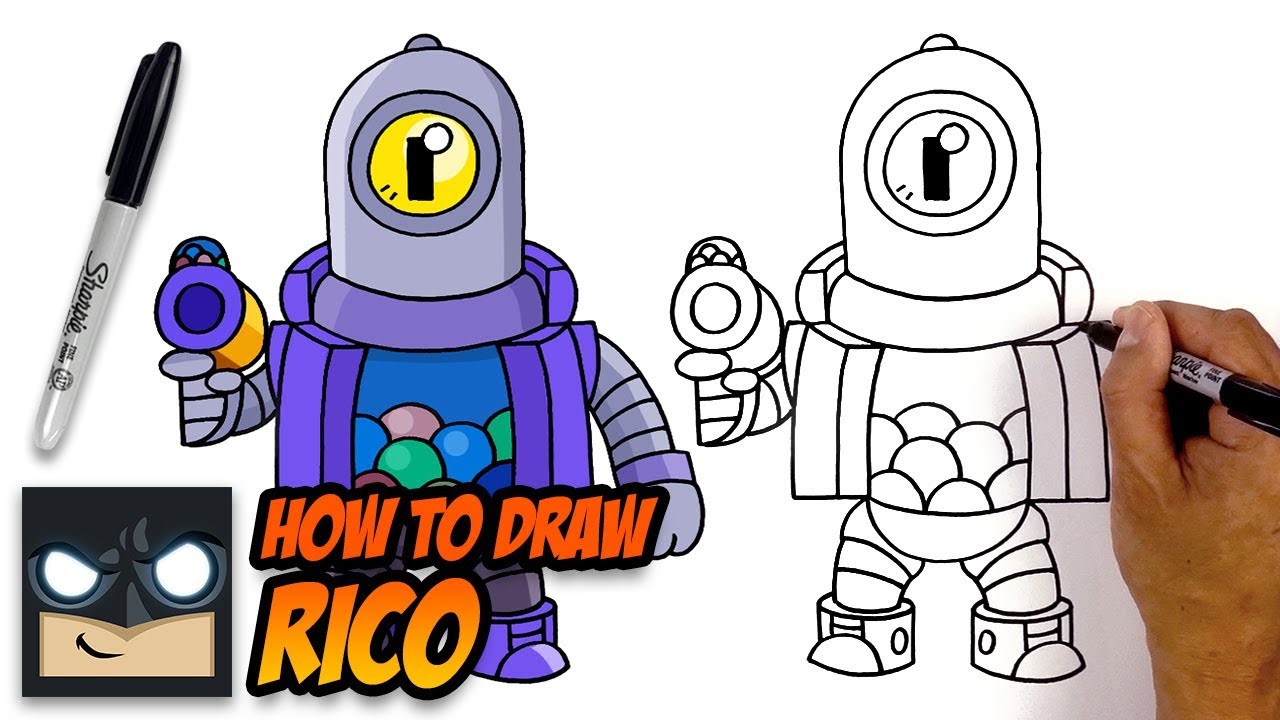 How To Draw Brawl Stars Rico Step By Step Tutorial Youtube - brawl stars natekenen