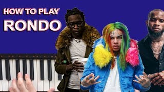 6IX9INE - Rondo ft Tory Lanez &amp; Young Thug | Piano Instrumental | How to play tutorial