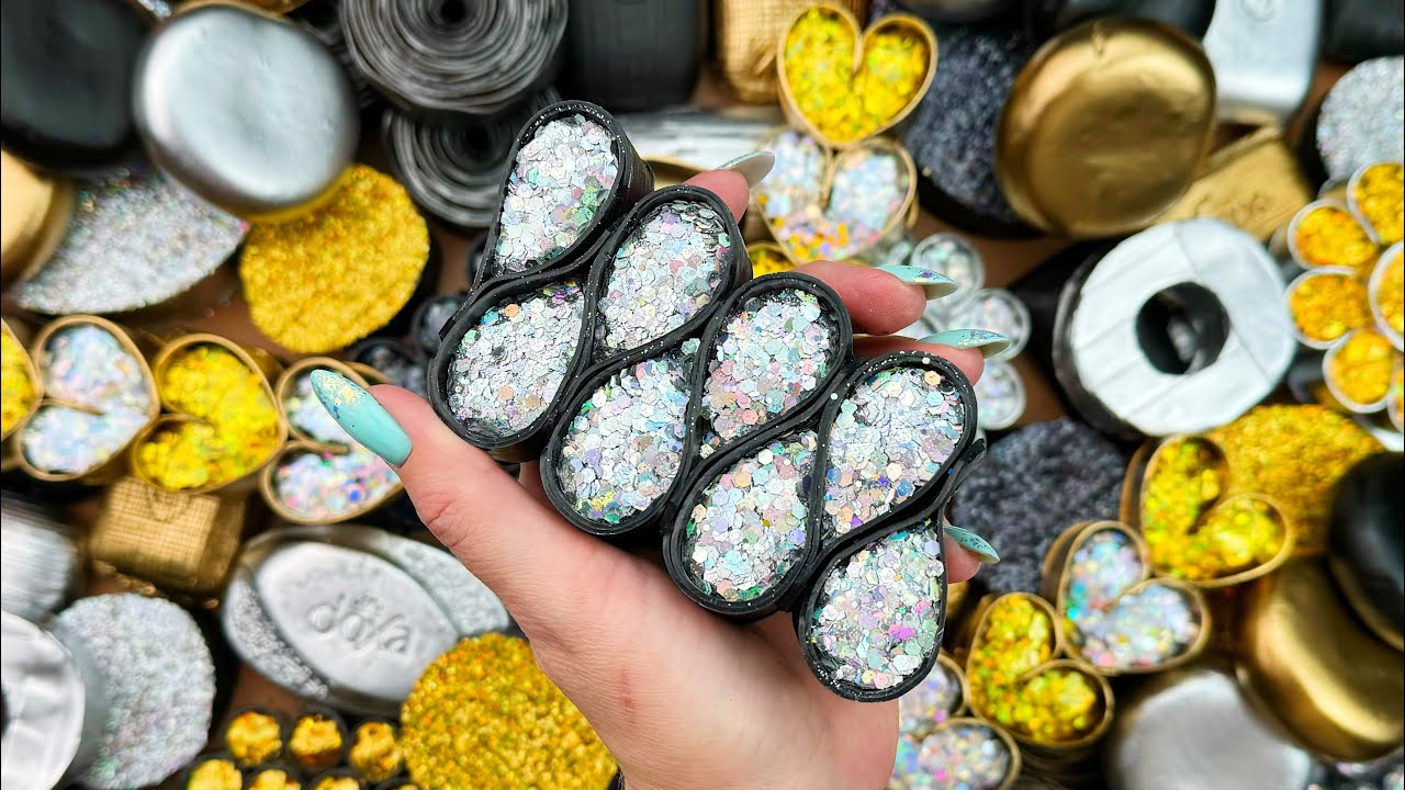 [ASMR]SOAP&GLITTER(4K)★Soap boxes with foam glitter&starch★Cutting soap cubes ★4K★