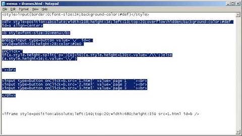 Html + Javascript; Menus + iframes