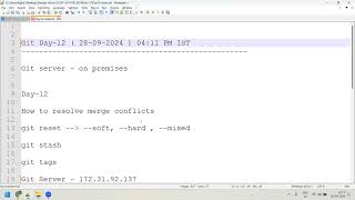 Git-Day-12 || Git merge example using On-premises Git server || Git reset --soft, --mixed , --hard screenshot 4