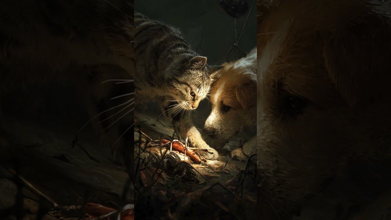 The Ultimate Temptation: Dog: "USE TEETH!" Cat: "Use physics." 📐