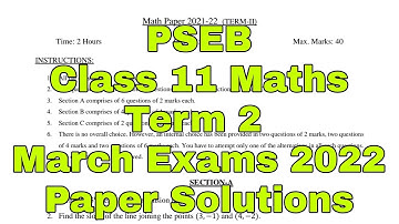 PSEB | March Exams Term 2 2022 | Maths Class 11 | Paper Solutions | Scholar Tutorial