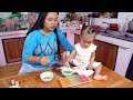 Seru Balita lucu membuat agar agar santan warna warni - belajar warna dan berhitung - baby cooking