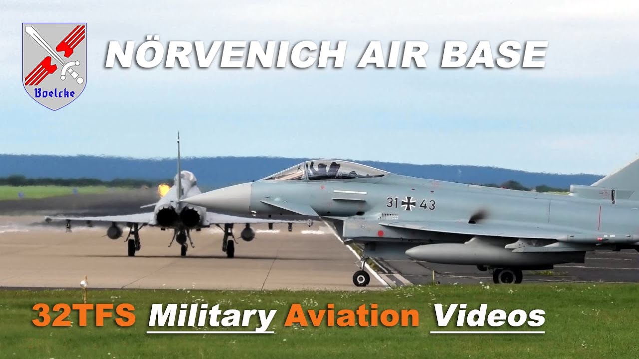 [4K] German AF Eurofighter morning takeoffs at Nörvenich AB (ETNN)