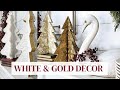 How to make White &amp; Gold Christmas Decorations  •  DIY home decor  •  thrift flips