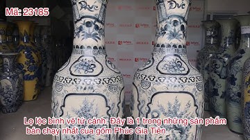 Lọ lộc bình tứ cảnh nổi men rạn cao 1m75 - Gốm Phúc Gia Tiên