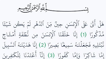 سورة الإنسان مكتوبة كاملة بالتشكيل بدون صوت