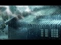 Rain Thunderstorm Sounds for Sleeping | Strong Rainstorm &amp; Powerful Thunder on Metal Roof at Night