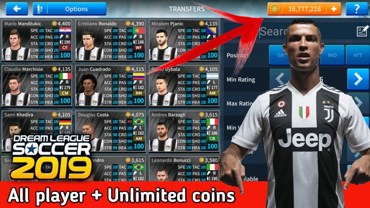 Dream League Soccer 2019 Hack Juventus 611 No Root All Players Unlocked Unlimited Coins