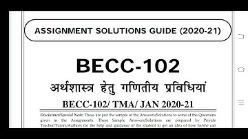 BECC 102 Ignou Solved Assignment 2020-21