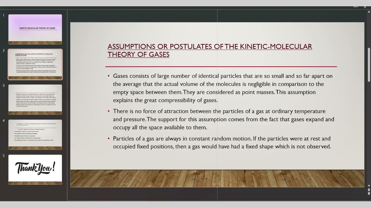 postulates of kinetic theory of gases.
