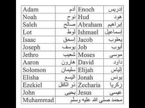 اسماء الانبياء بالانجليزية Names Of Prophets In Aracic Youtube