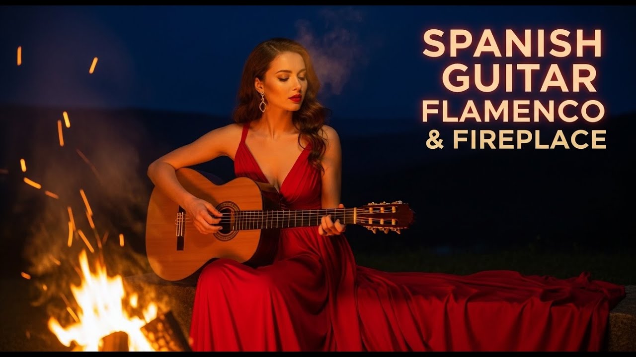 Sensual Spanish Flamenco Guitar 🔥 Romantic Relaxing Music with Cozy Fireplace Sounds