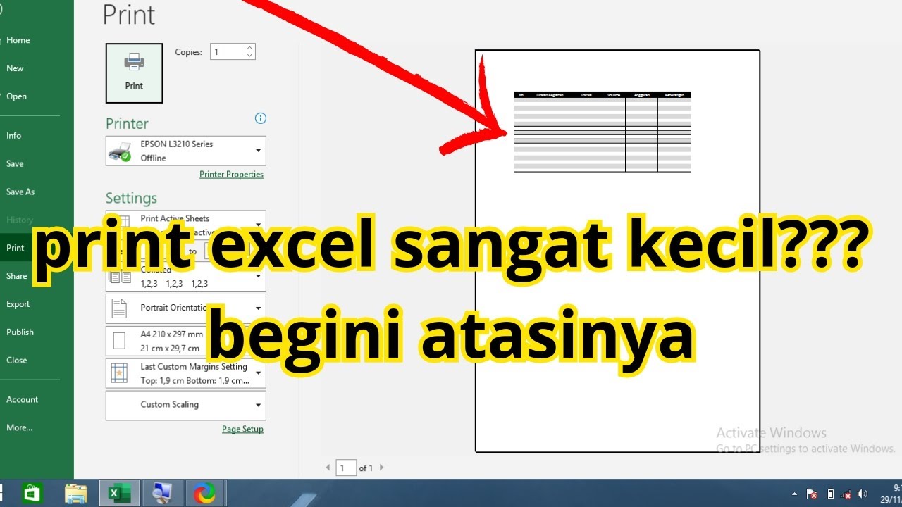 print excel sangat kecil !! Begini cara agar print excel tidak kecil dan tidak terpotong 