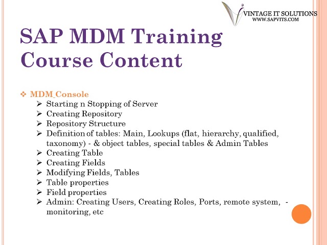 SAP MDM Online Training Video