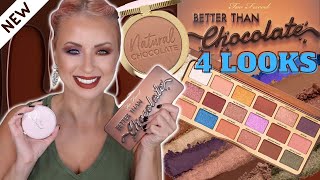 Too Faced BETTER THAN CHOCOLATE PALETTE + NATURAL BRONZER | 4 LOOKS + REVIEW