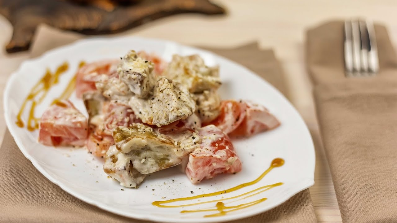 Ленивые языки. Вкусный теплый салат из баклажанов