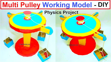 multi pulley system working model science project | DIY at home | howtofunda | newtons 2nd law