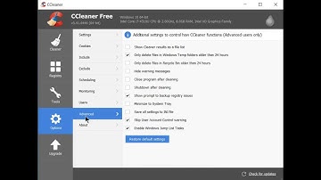 Restoring Ccleaner Display.