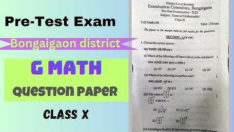 Pre test exam2023|| question paper|| General mathematics  class 10.