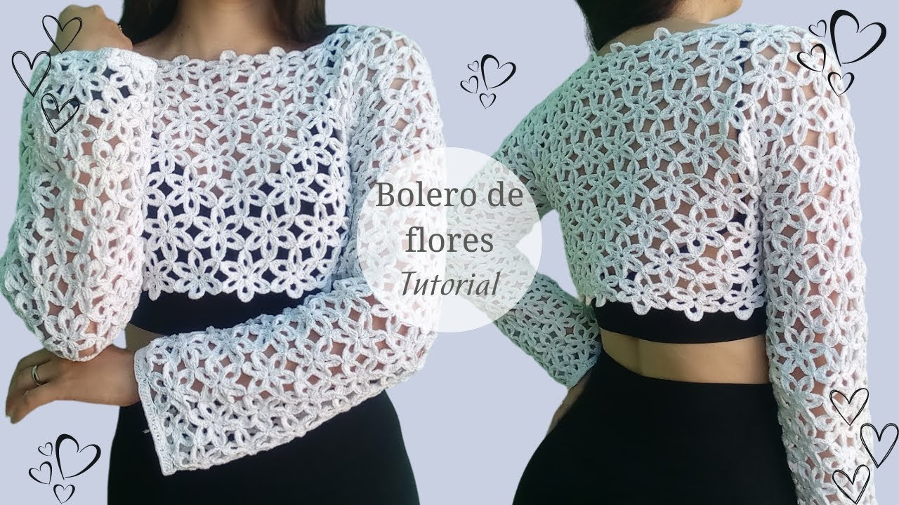 🤍Bolero tejido de flores🤍 Suéter cortito | Tutorial | isabella.crochett