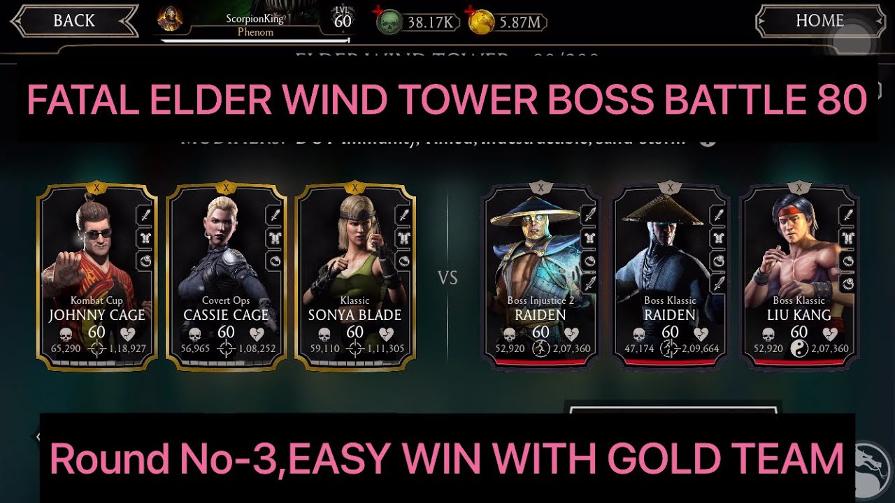 FATAL ELDER WIND TOWER BOSS BATTLE 80 & REWARD!! KLASSIC SONYA BLADE IS A GOOD FIGHTER FOR BOSSES!!