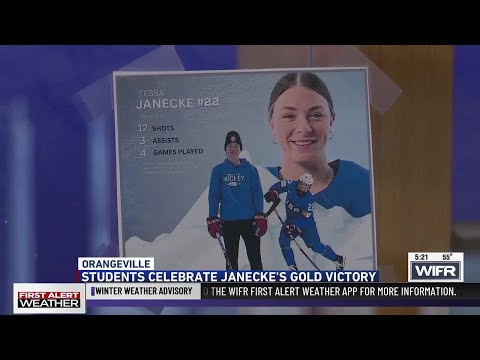 Orangeville High School hosts Olympics watch party to support alumni Tessa Janecke