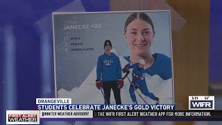 Orangeville High School hosts Olympics watch party to support alumni Tessa Janecke