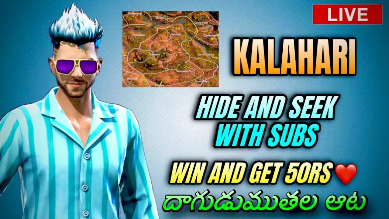 HIDE AND SEEK WITH SUBS WIN AND GET 50RS  |FF LIVE TELUGU |  