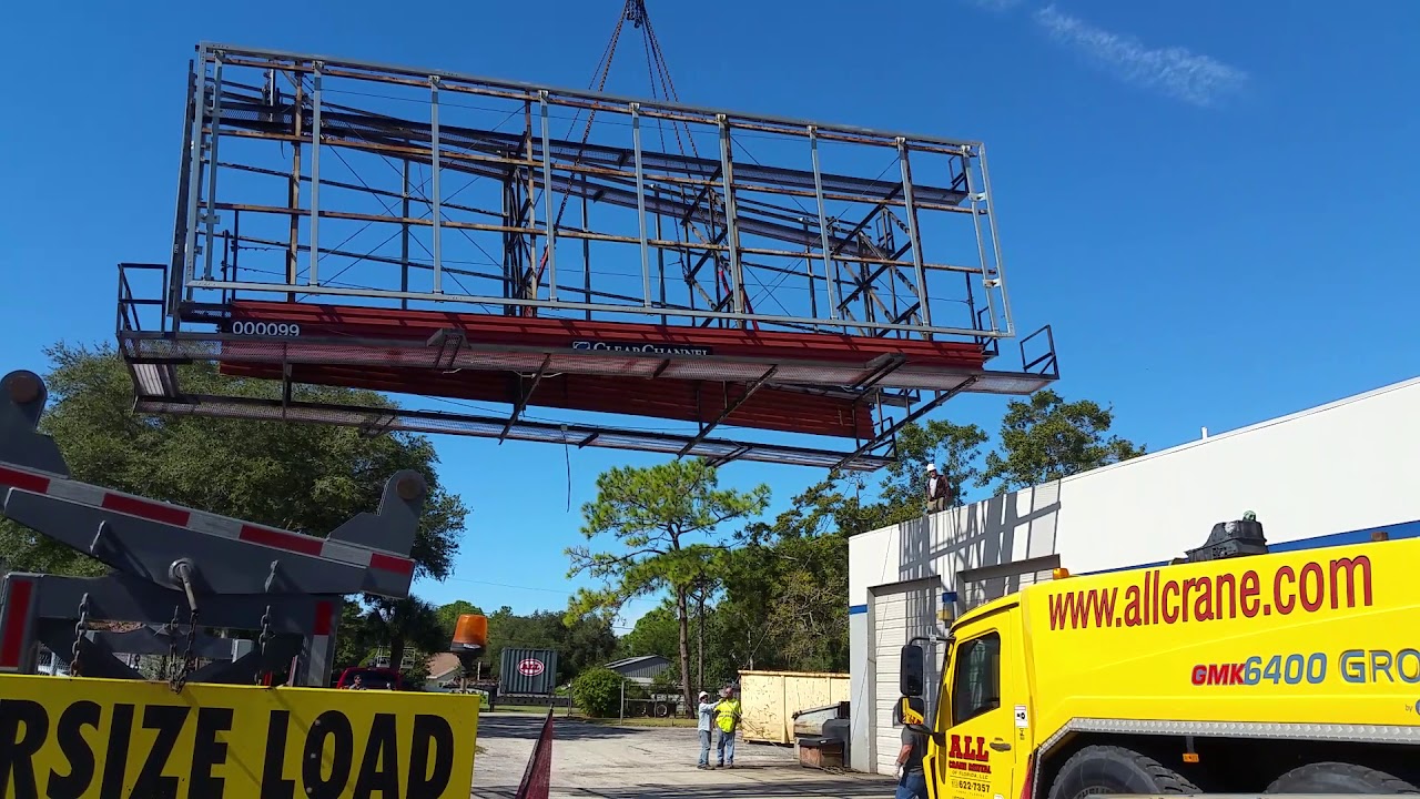 Removing storm damaged billboard structure