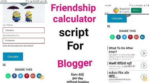 Friendship calculator script for blogger now on 40$ per day without hosting