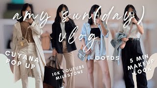 AMY SUN(DAY) VLOG: cuyana pop up in dc, 5 min makeup, 10k subscribers 🤍