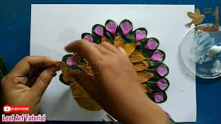 how to make a peacock collage with leaves