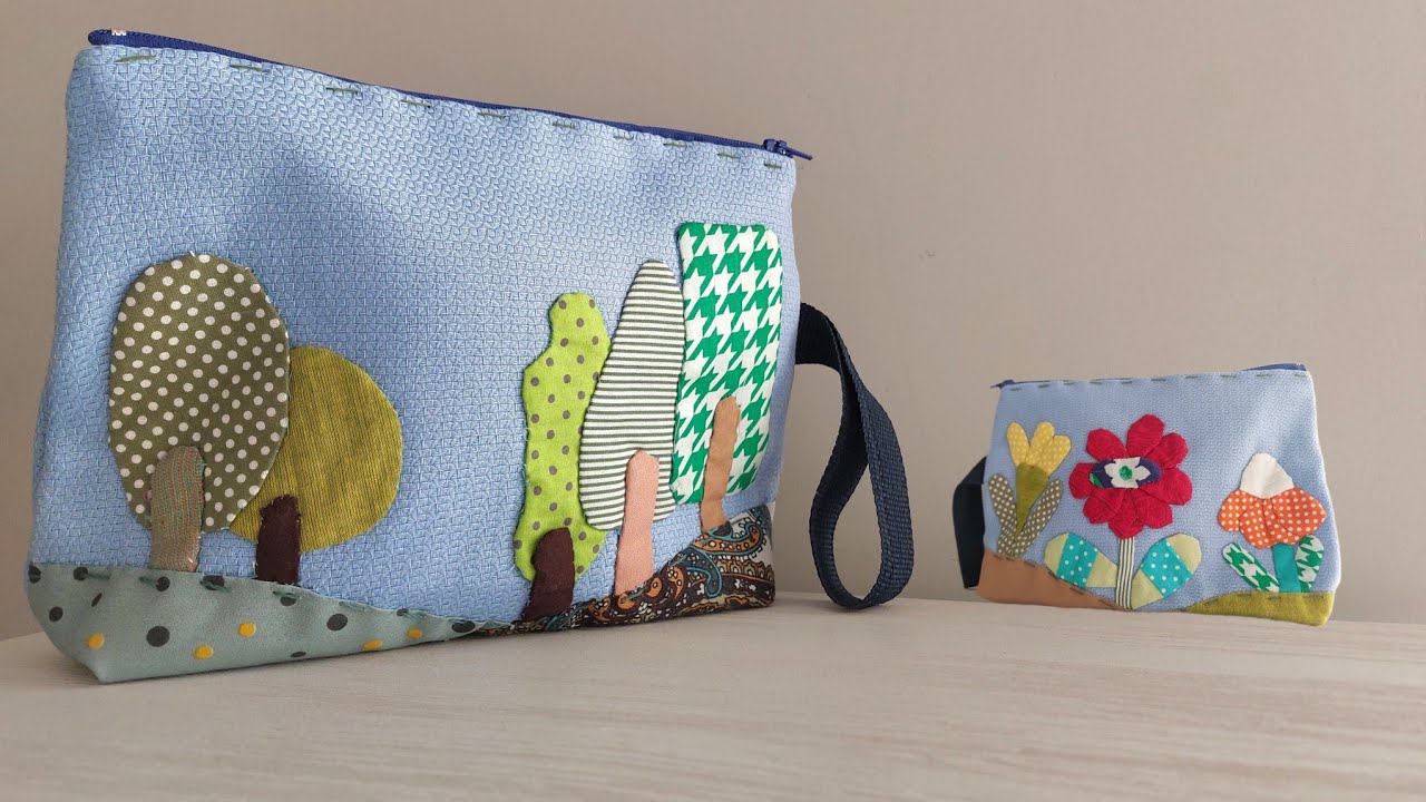 Patchwork toiletry bag;how to sew a zipper pouch with scraps