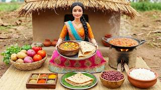 🥔🔥 Miniature Doll Cooks Aloo Rajma Curry | Indian Village Tiny Kitchen ASMR