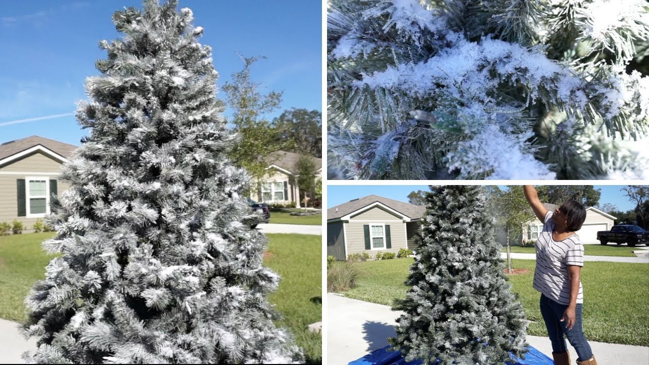 How to Flock a Christmas Tree with Spray Paint DIY Snowy Christmas Tree  Permanent Flocking Spray 