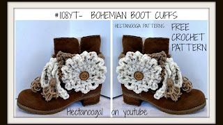 FREE CROCHET PATTERN, BOHEMIAN BOOT CUFFS, fit any size boots,