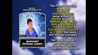 Margaret Petrona Joseph ~ Short Obituary