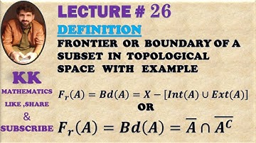 DEFINITION OF FRONTIER OR BOUNDARY OF A SUBSET IN TOPOLOGICAL SPACE WITH EXAMPLE IN URDU / HINDI
