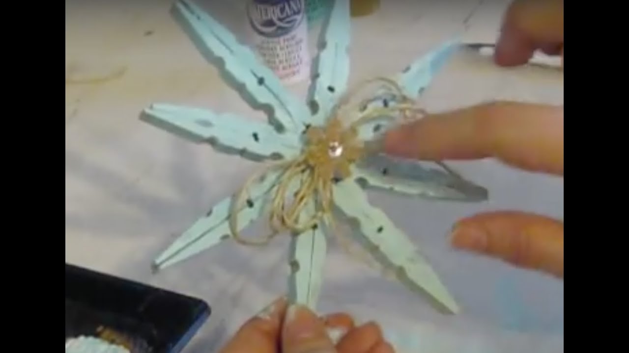 HOW TO MAKE A SHABBY CHIC CLOTHESPIN STAR/SNOWFLAKE ORNAMENT YouTube