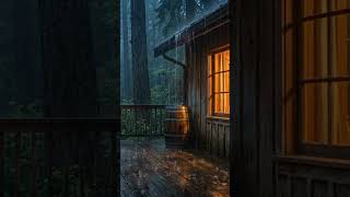 Rainy Night on Cozy Forest Cabin for Sleeping