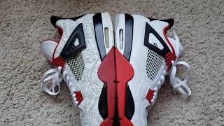 Air Jordan 4 2020 Fire Red & 2005 White Laser rare air side by side.