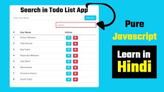 Search feature in todo list JavaScript web app || Javascript tutorial for Beginners