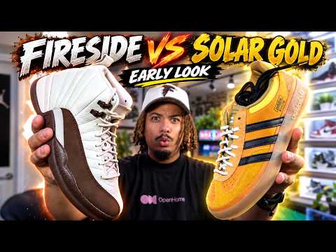GOT EM EARLY ! Jordan 12 Fireside and Adidas Bad Bunny Gazelle "SOLAR GOLD"