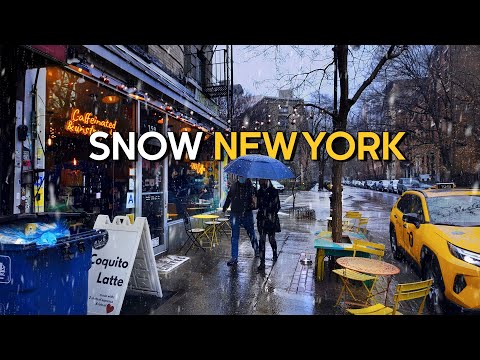 New York, United States | Snow Walking Tour 4K | Jan 8, 2024