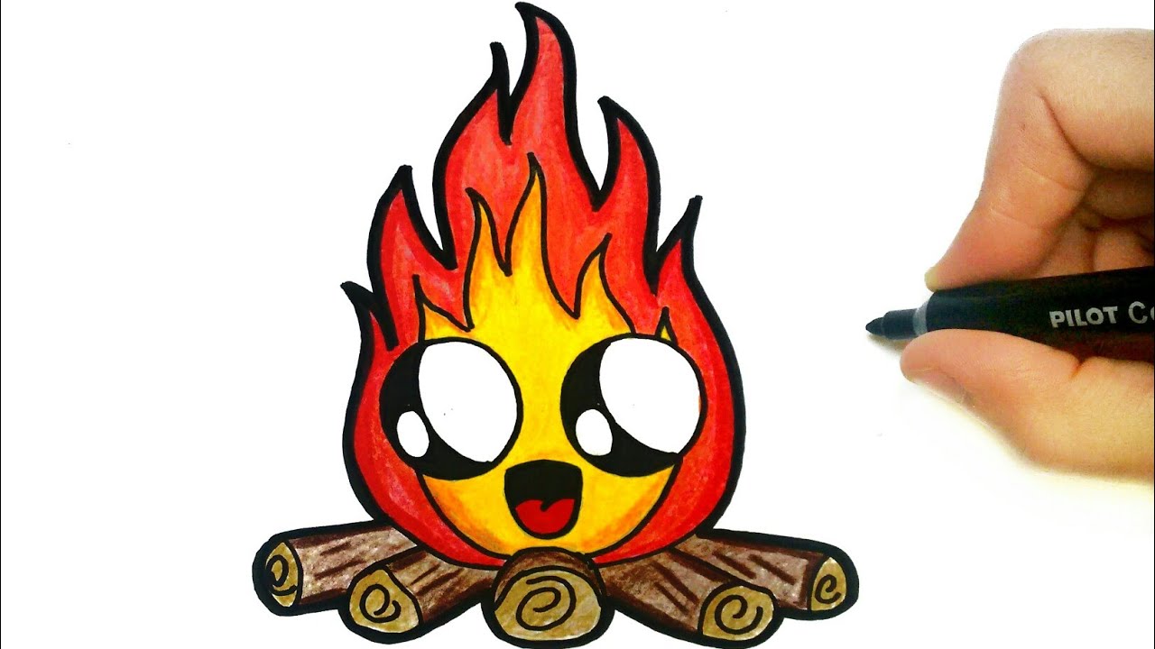 Огонь как нарисовать маркерами