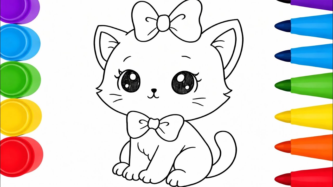 Cute Cat Drawing Easy | Kawaii Drawing 