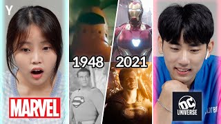 Korean Guy&Girl React To ‘Evolution of Marvel & DC’ for the first time | Y